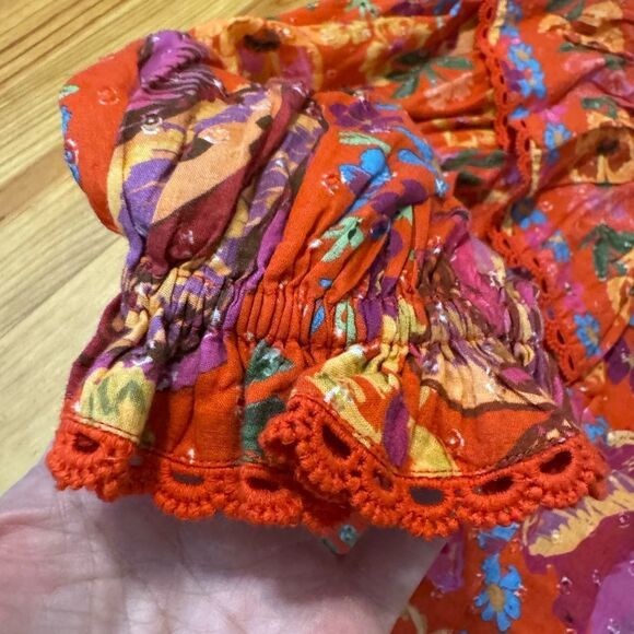 Farm Rio Red Spring Bananas Ruffle Blouse Women’s SIZE XS Red Floral - Picture 14 of 14